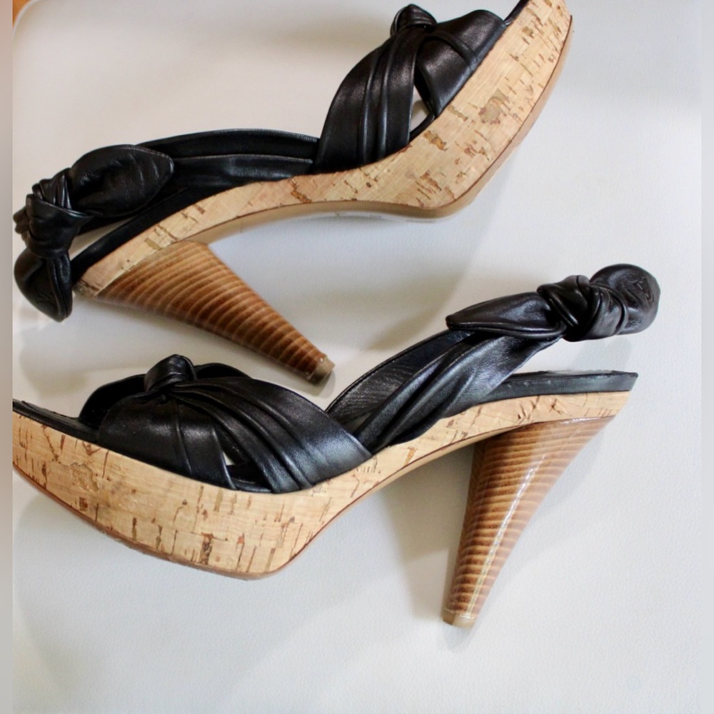 π₯π€LV Black Leatherπ€π₯ LV Porto Cervo Black Leather & Cork Sandals - Picture 3 of 9